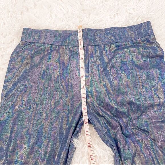 English Rose Blue Shimmer Iridescent High Rise Leggings w/Stars; SZ M; BNIP - Picture 8 of 12